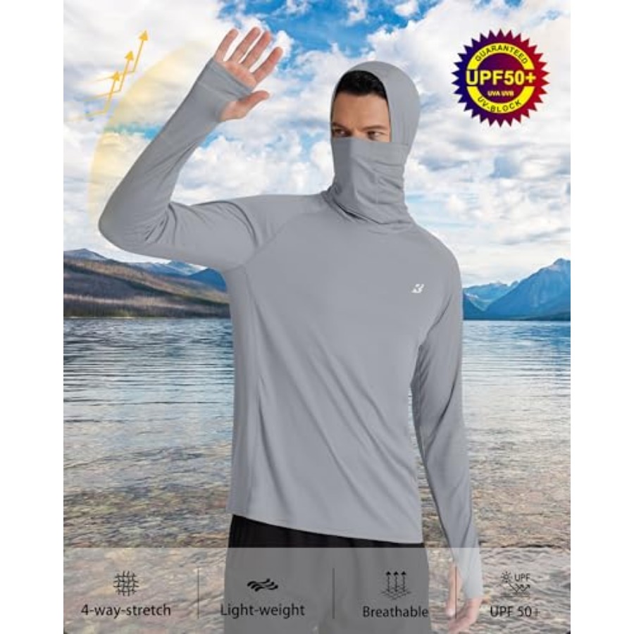 Roadbox UPF 50+ Men's Hooded F - Fishing Shirt Uv Protection ulasan dan harga